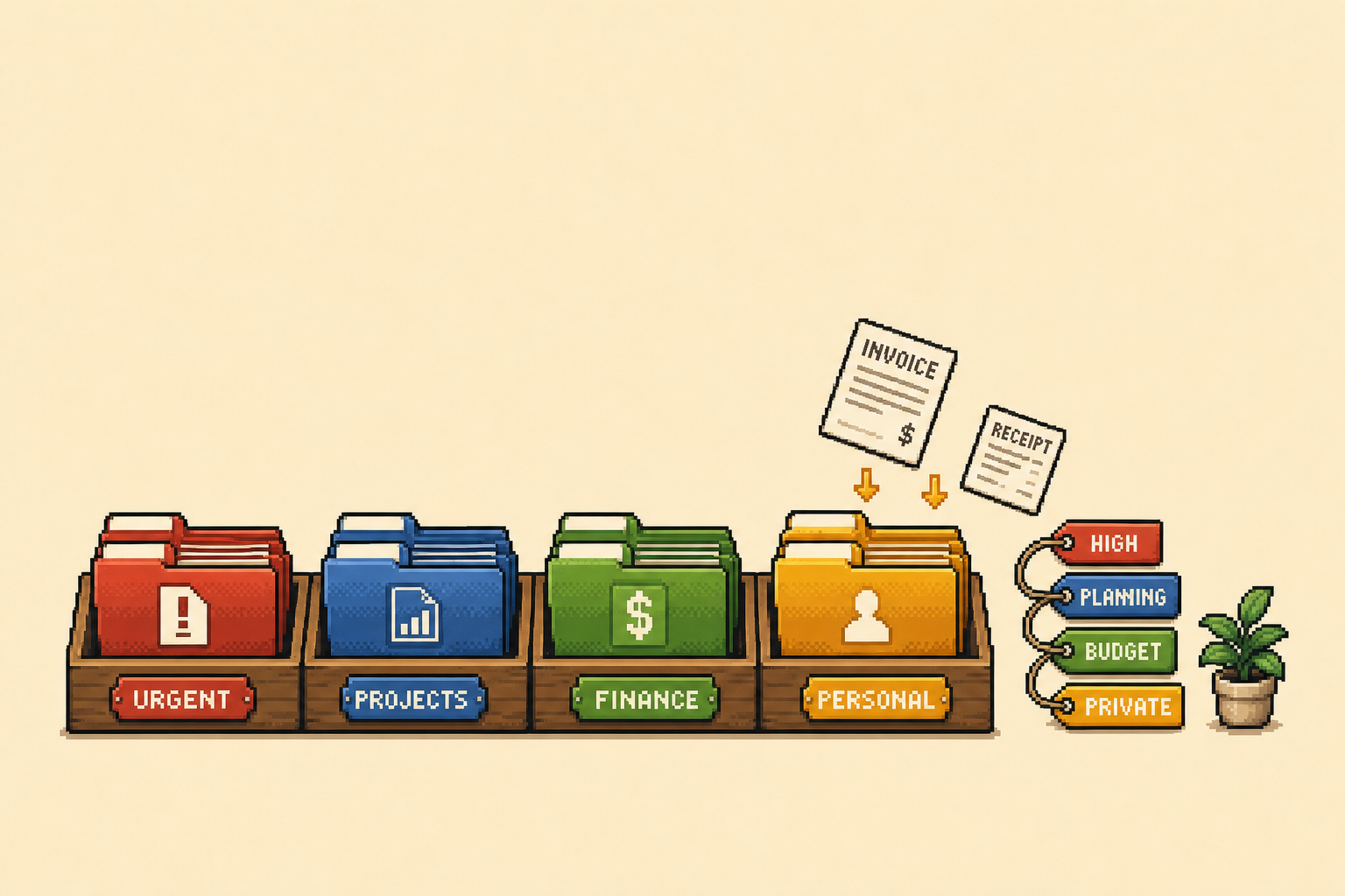 Color-coded folders and tags