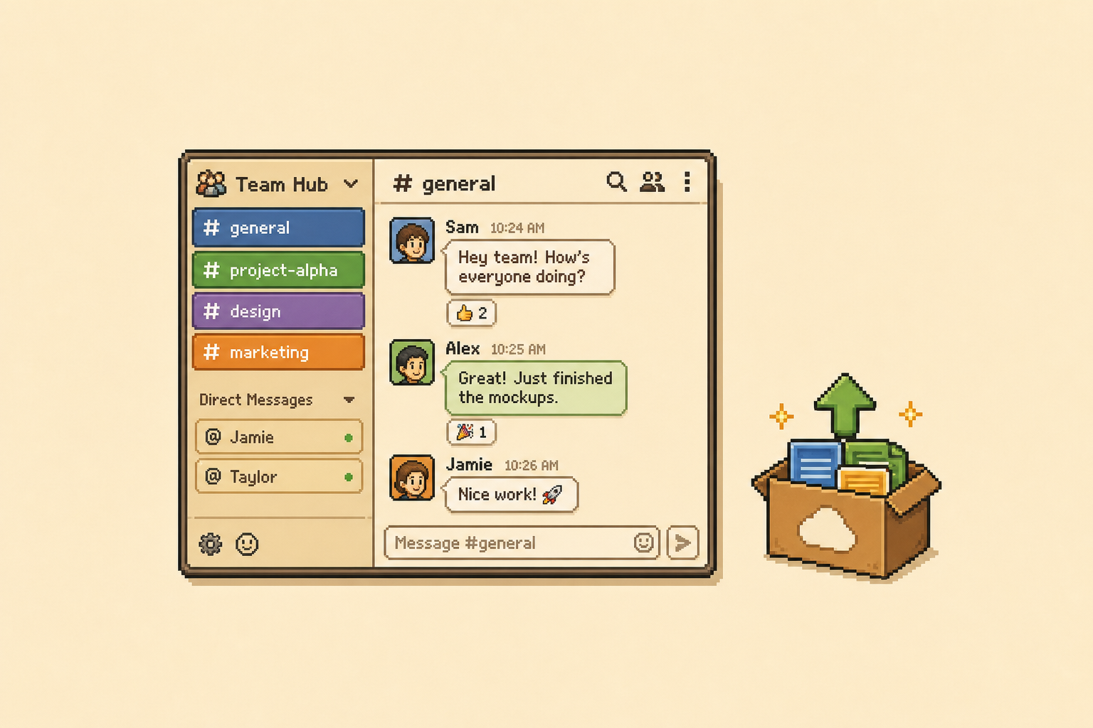 Team chat groups and cloud storage